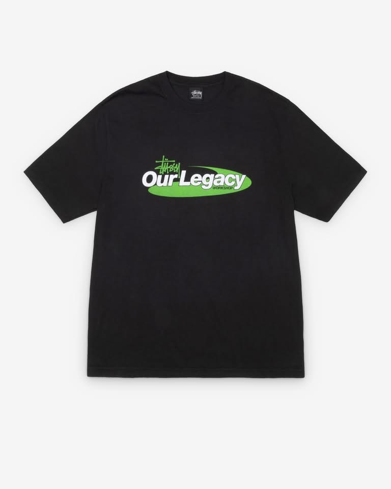 Stussy x Our legacy 聯名 短袖 正面 Logo 黑