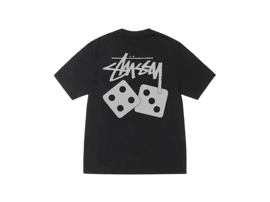 Stussy 水洗 平面骰子 黑色 短袖
