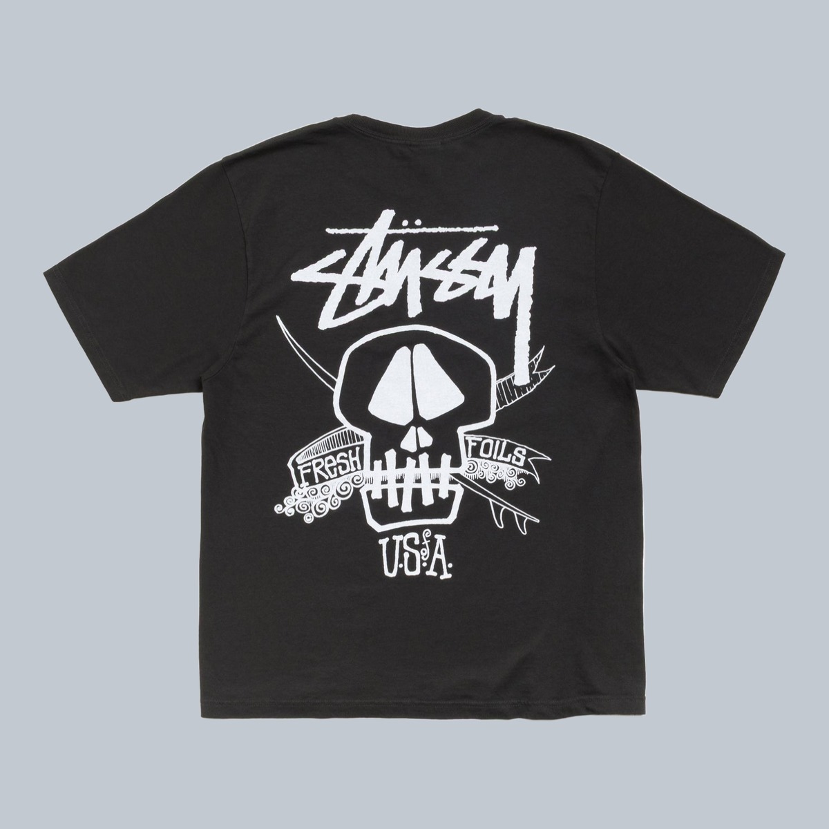Stussy 水洗 骷髏 黑 短袖 T恤