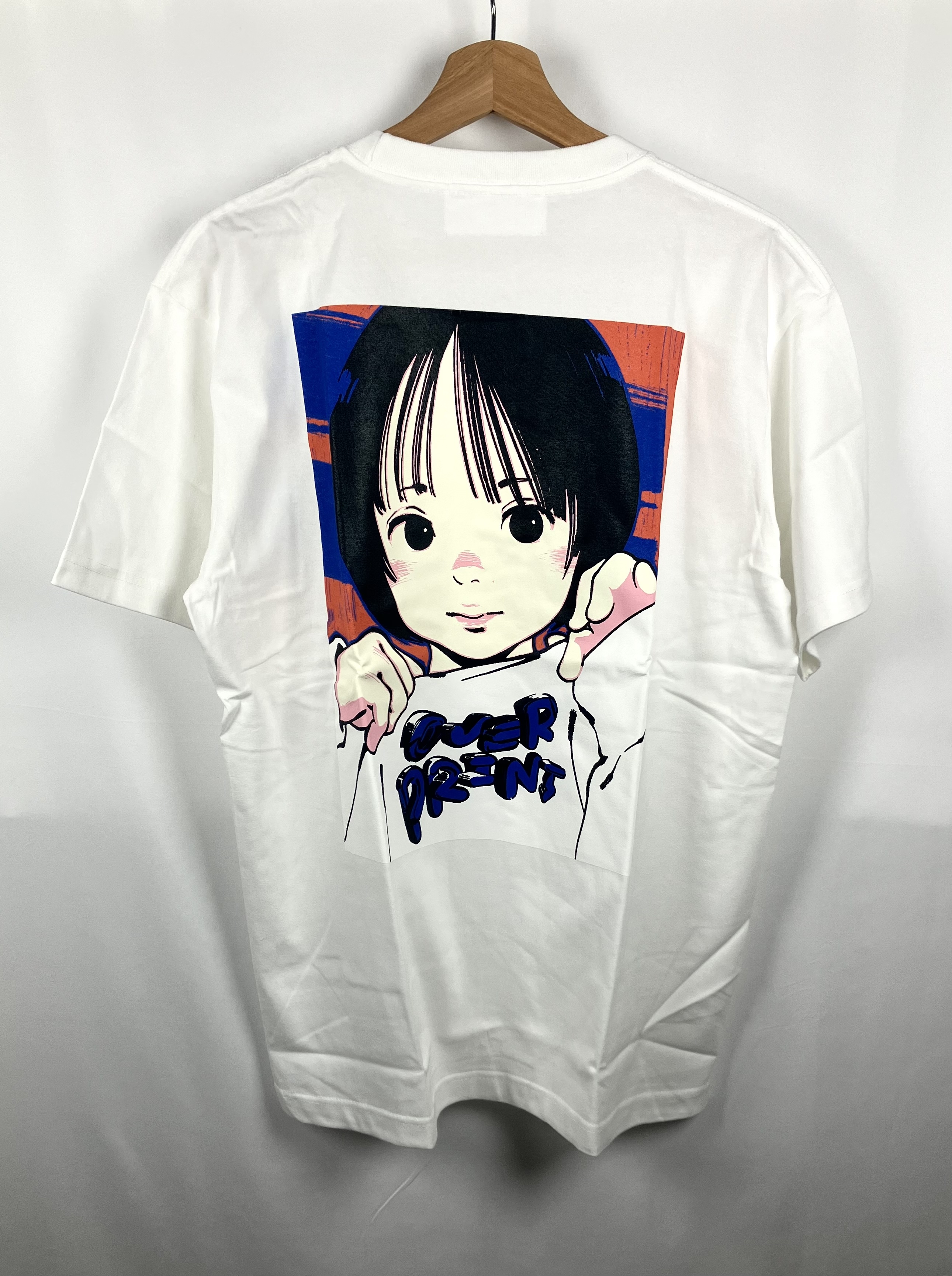 Over Print Ver 21 紅藍背景 背後大圖 白色 短T T恤 overprint