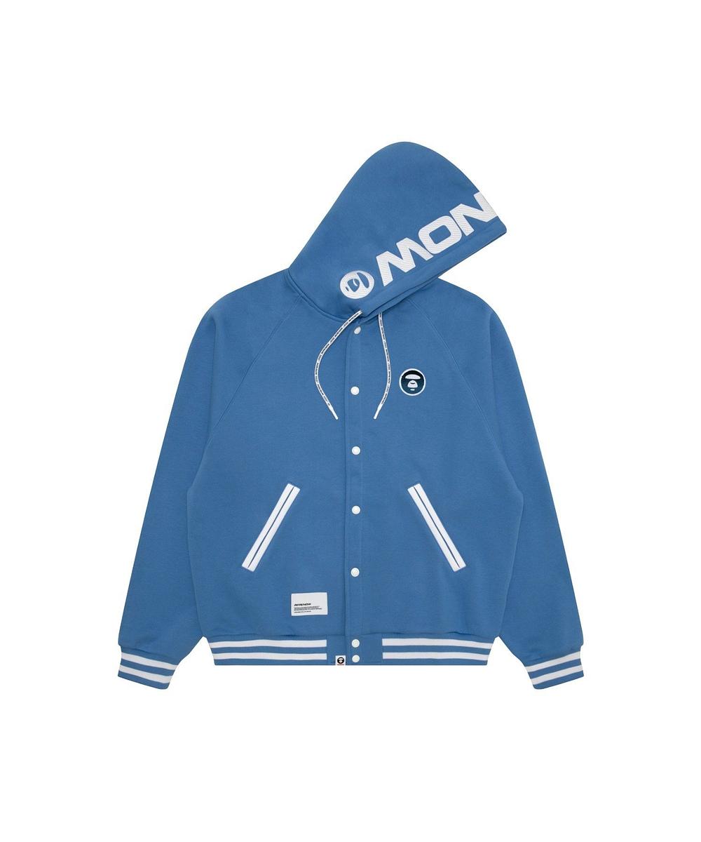 AAPE 植絨 徽章 棒球連帽外套 藍